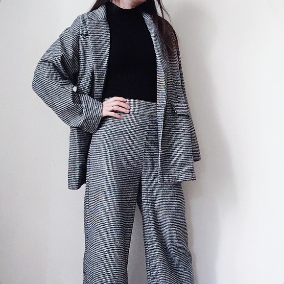 NWT 2 PC set Oversized houndstooth blazer/pants - Picture 5 of 7
